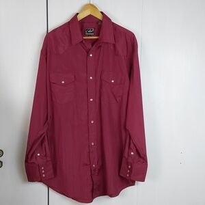 ROPER Mens Western Pearl Snap Burgundy Red Cowboy Dress Shirt Sz.XL